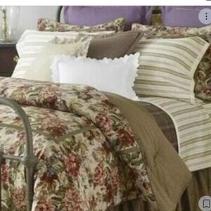 VTG Chaps Ralph Lauren Home Full 3pc Comforter shams Rosemont floral Houndstooth